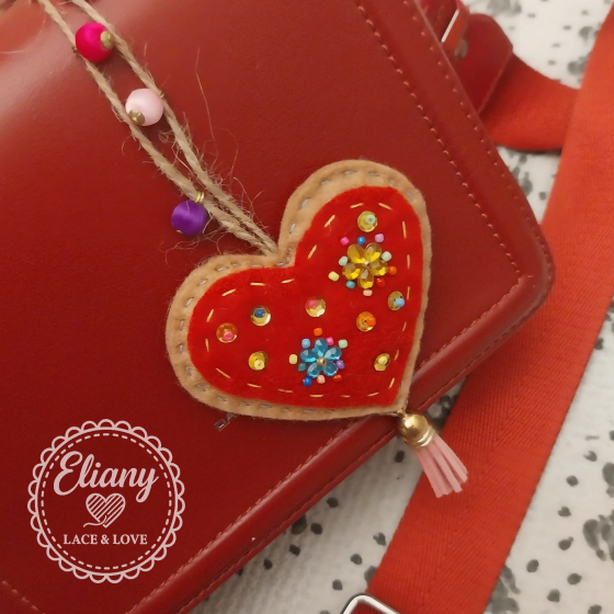 Charms per borse o portachiavi cuore con perline